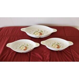 Kent Pottery Apple Oval Baking Dishes Set of 3 Fruit Collection Vintage Home Art